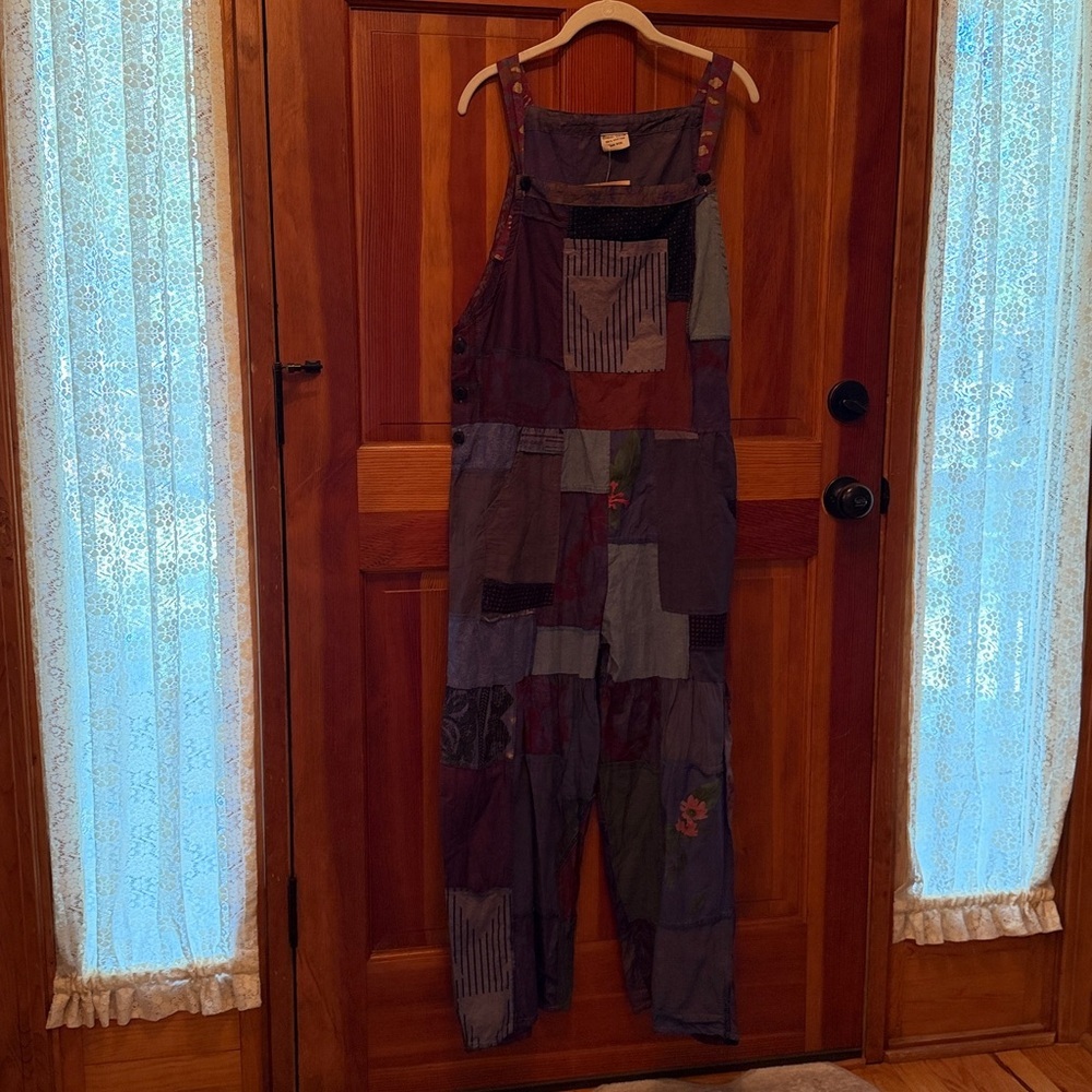 Ashley Taylor Patchwork overall jumpsuit romper one size multi-color purple - Picture 8 of 11